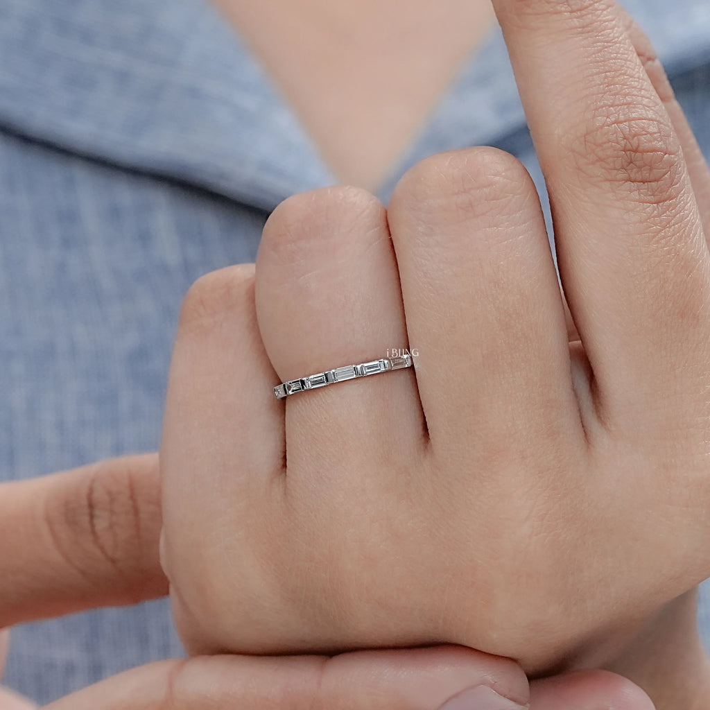 Baguette Cut Lab Diamond Wedding Eternity Band