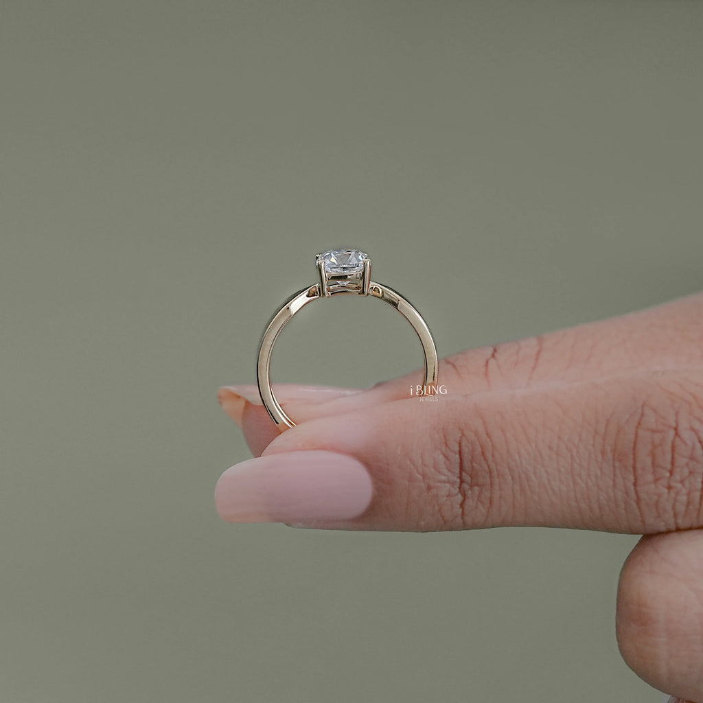 Old Mine Cushion Cut Lab Diamond Solitaire Ring