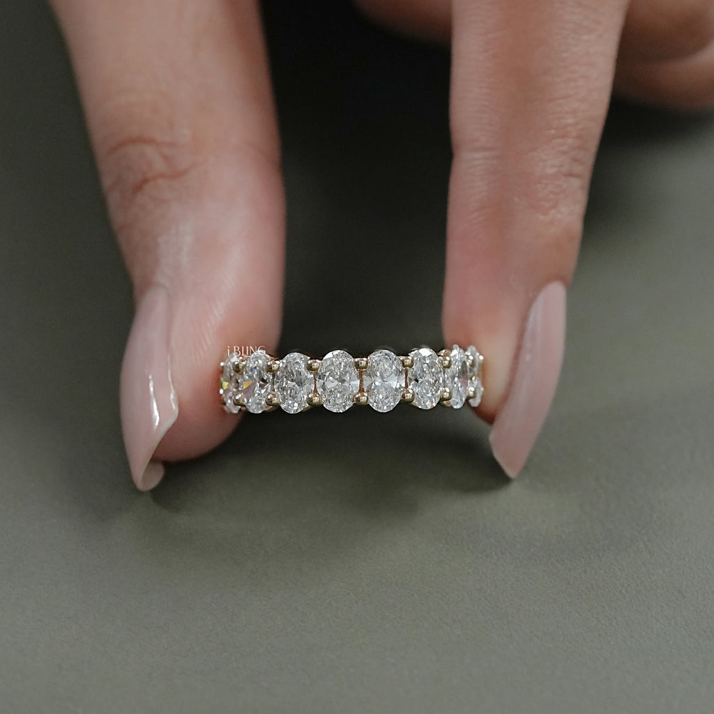 Oval Lab Diamond Eternity Wedding Band