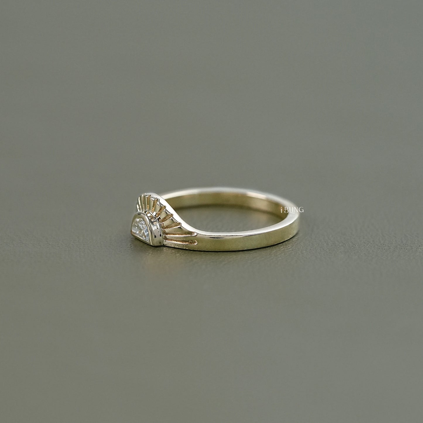 Half Moon Lab Diamond Solitaire Engagement Ring