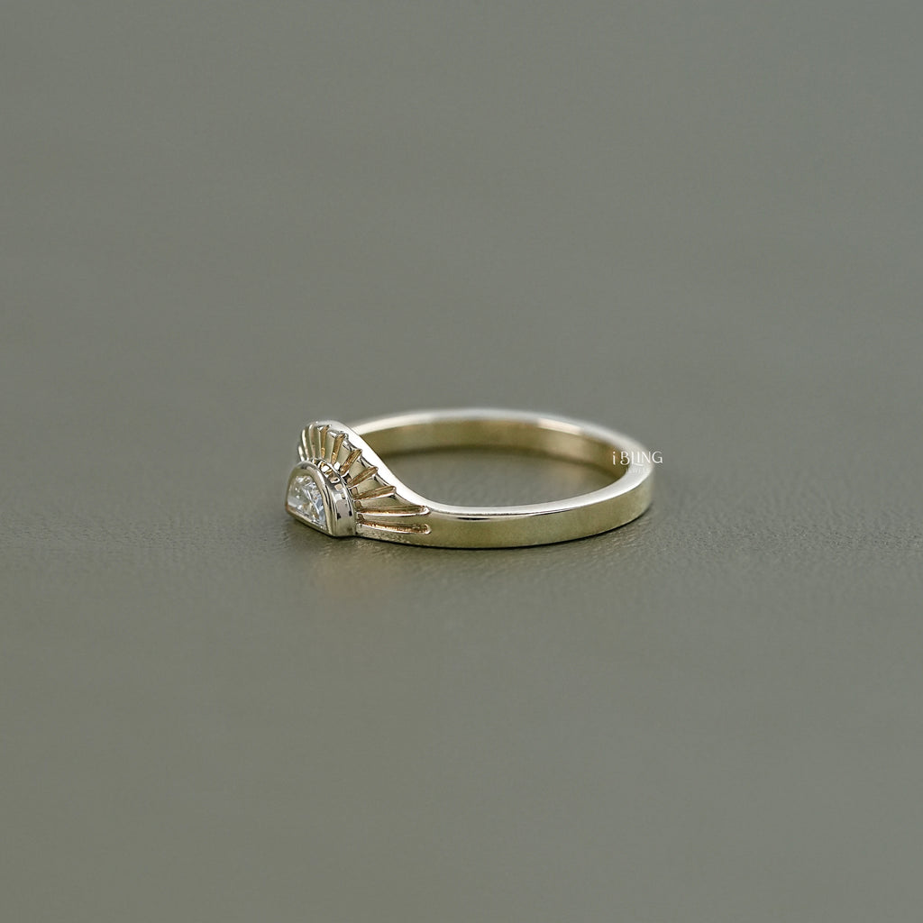 Half Moon Lab Diamond Solitaire Engagement Ring