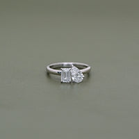 Pear And Emerald Diamond Toi Et Moi Wedding Ring