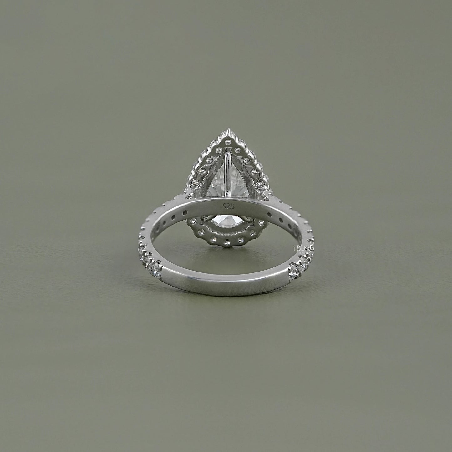 Pear Lab Grown Diamond Accent Halo Engagement Ring Solitaire Ring