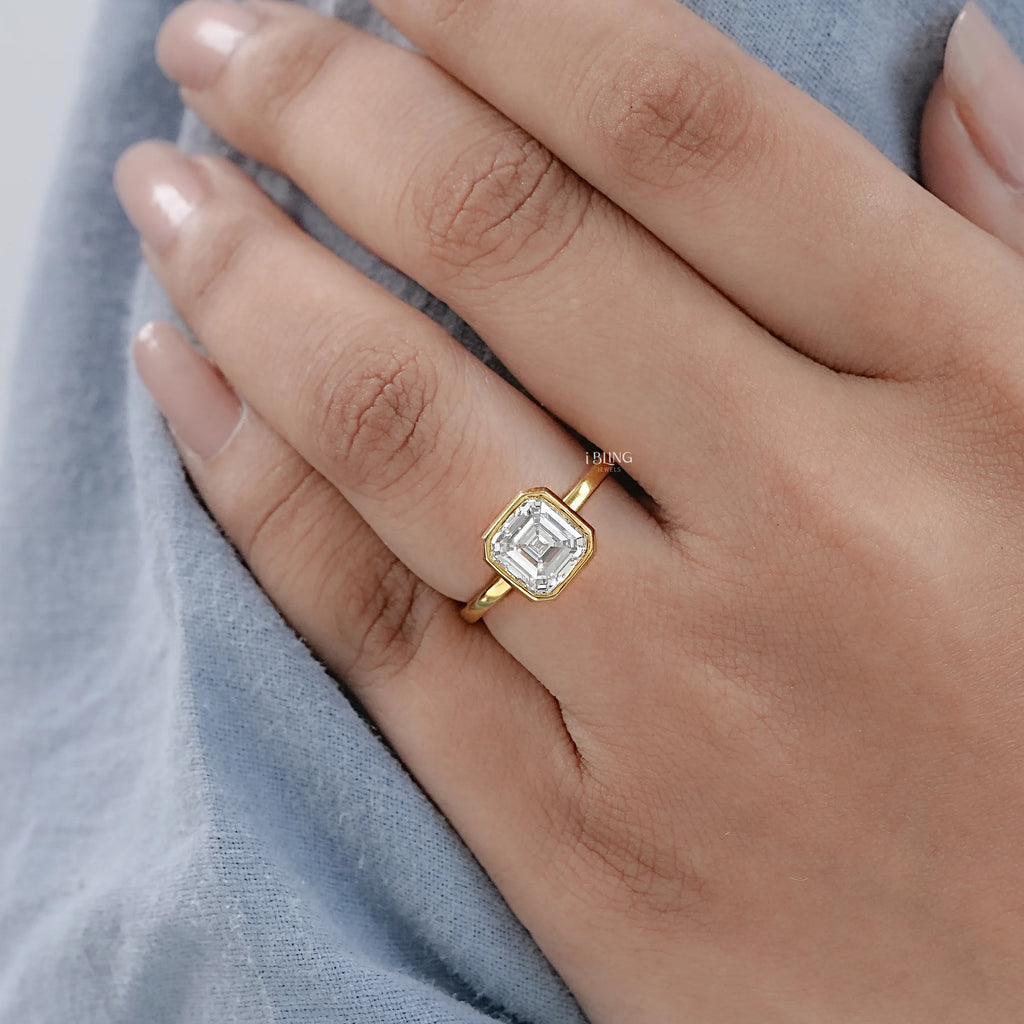 2 Carat Bezel Set Asscher Diamond Engagement Ring
