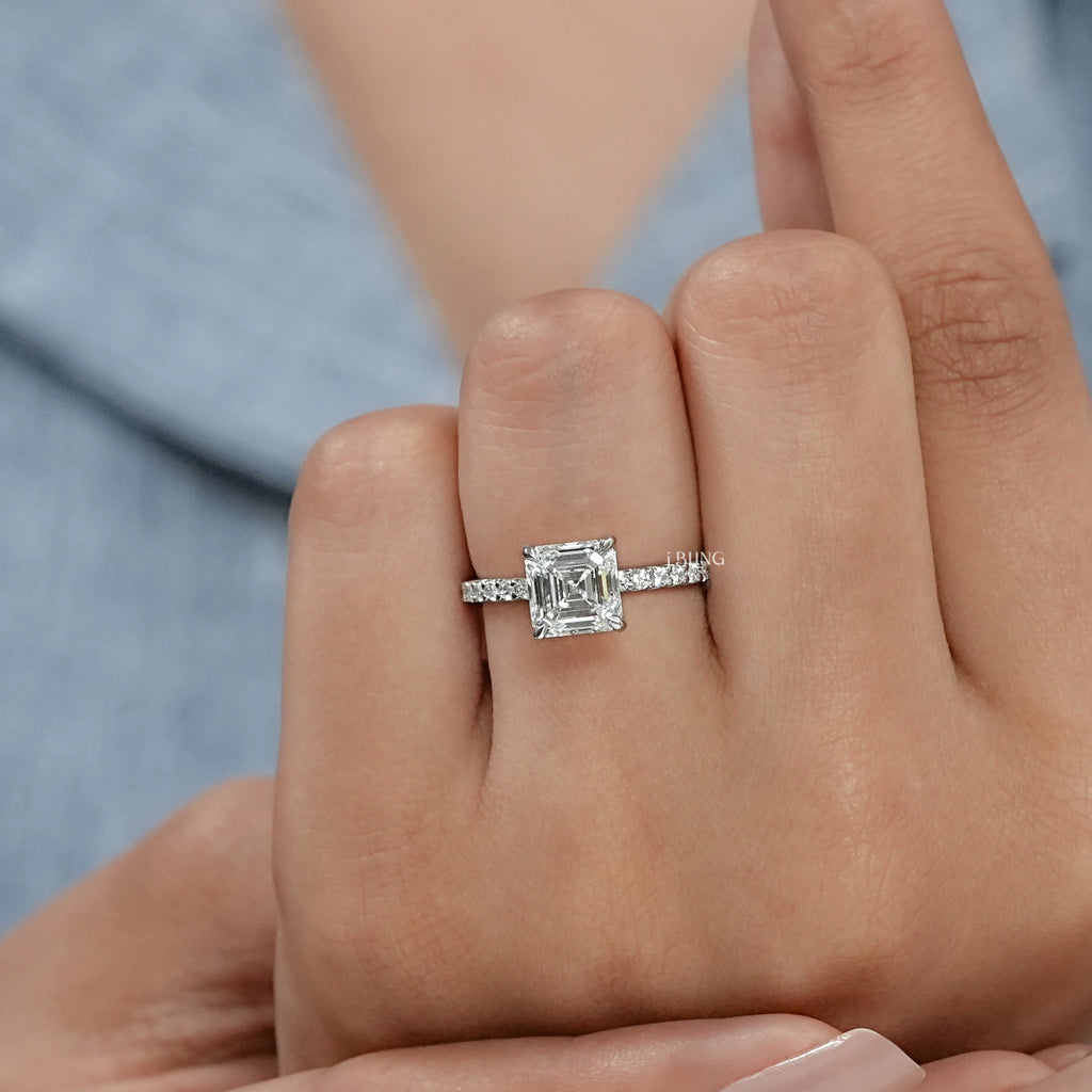 Asscher Cut Lab Grown Diamond Engagement-Ring