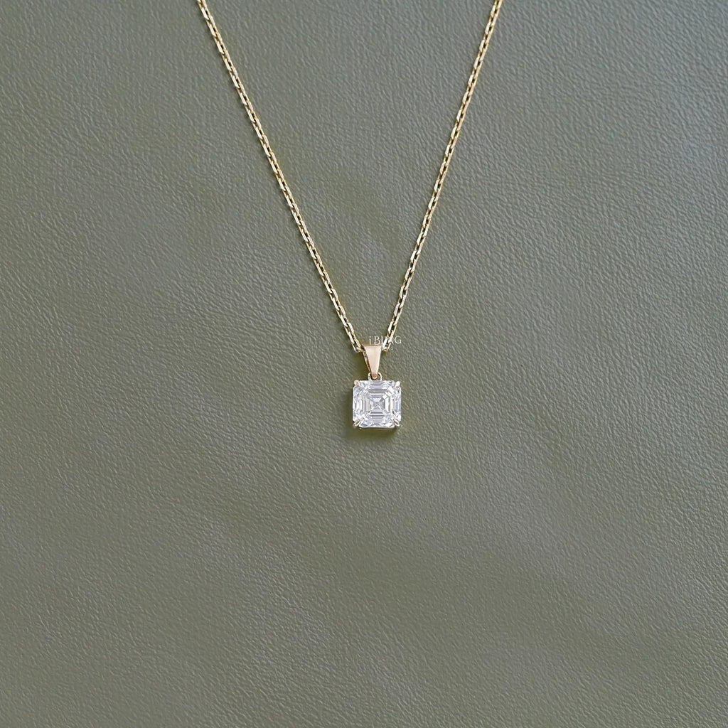 Asscher Cut Lab Diamond Solitaire Necklace