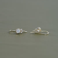 Round Diamond Bezel Set Wire Earrings