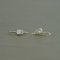 Round Diamond Bezel Set Wire Earrings