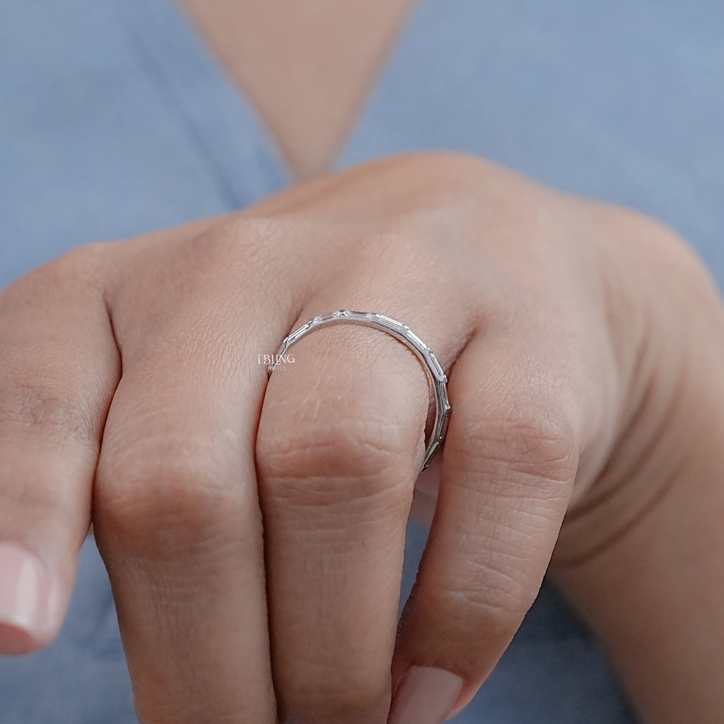 Baguette Cut Bar Set Eternity Wedding Band