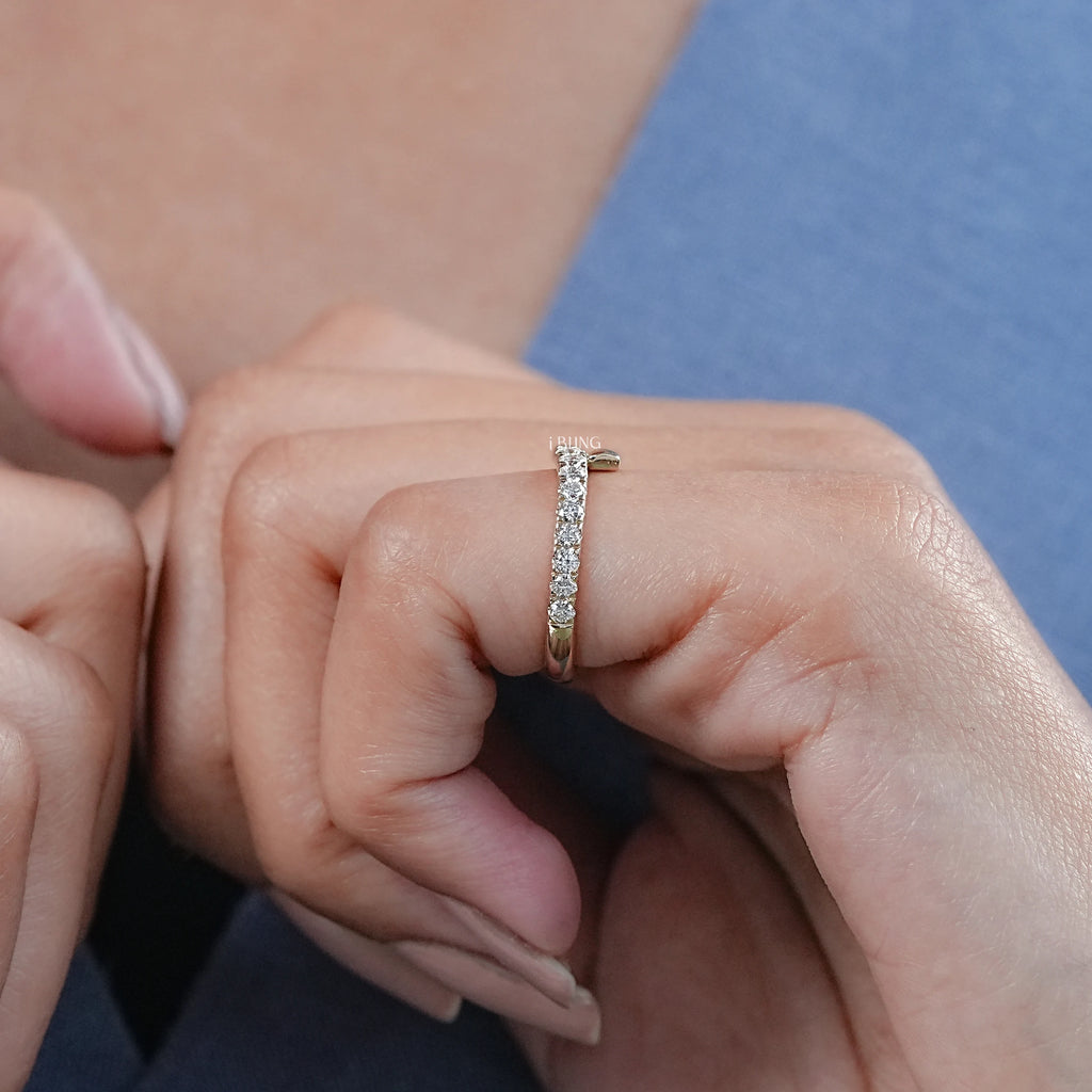 Round Cut Lab Diamond Bypass Wedding Band