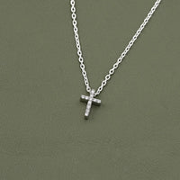 Round Lab Diamond Cross Pendant