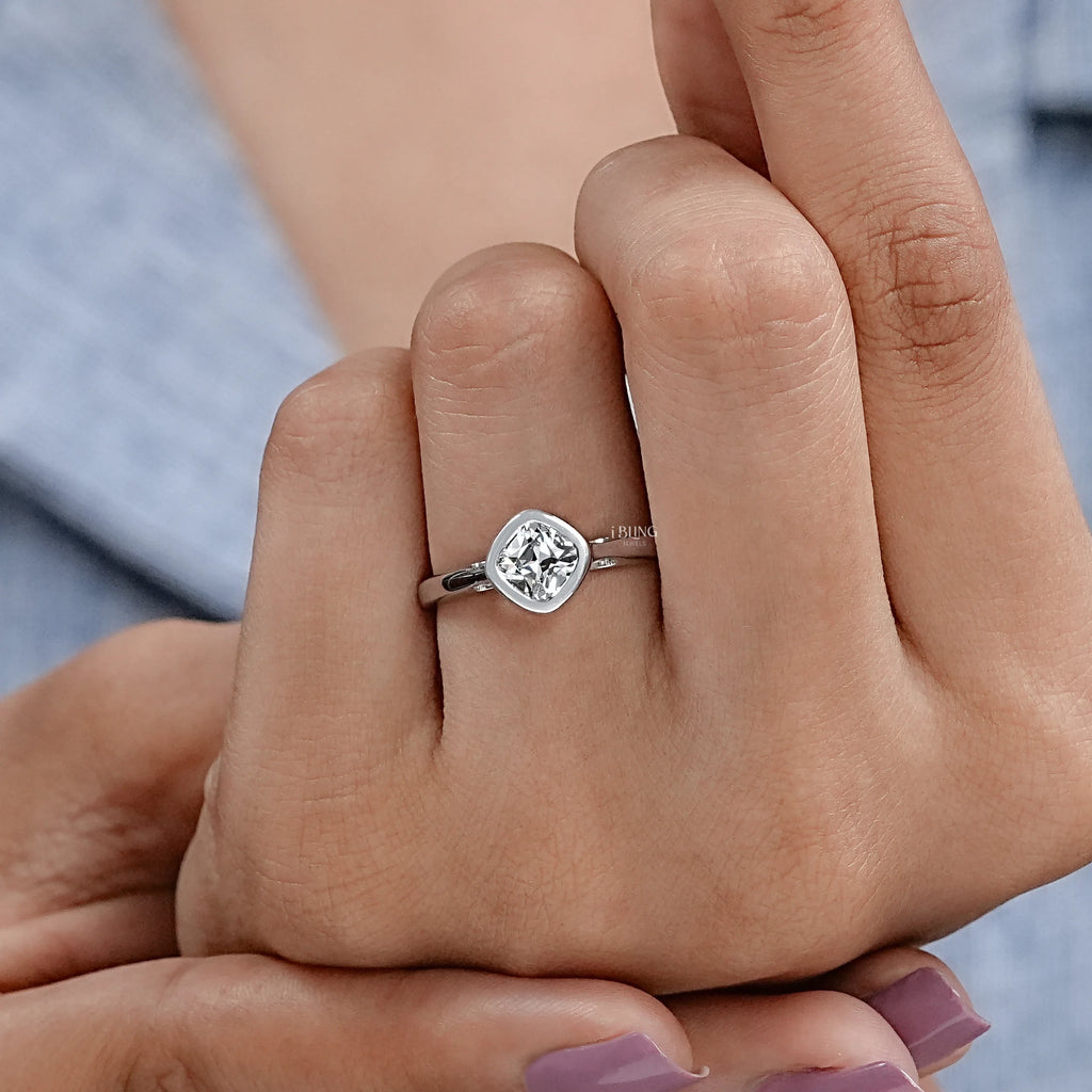 Cushion Cut Diamond Solitaire Engagement Ring