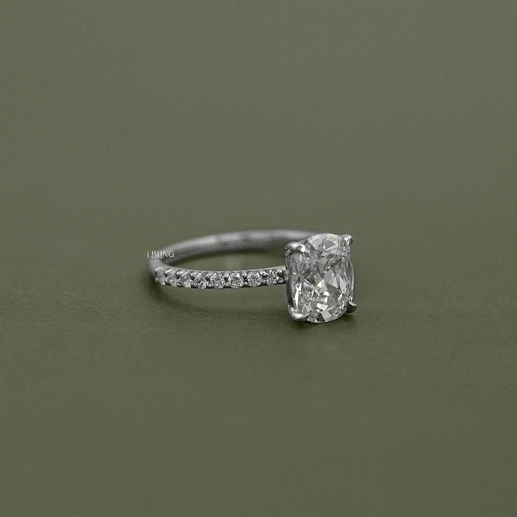 Elongated Cushion Diamond Engagement Ring
