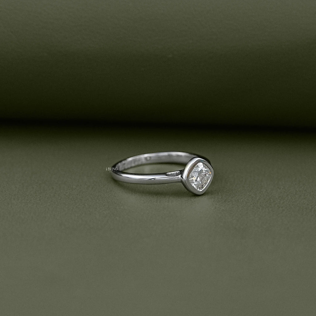 Cushion Cut Diamond Solitaire Engagement Ring