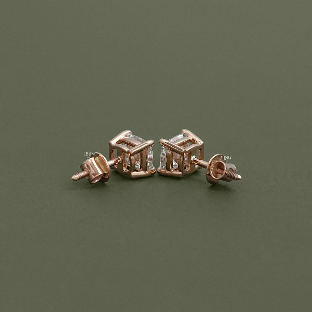 Elongated Cushion Lab Diamond Solitaire Stud Earrings