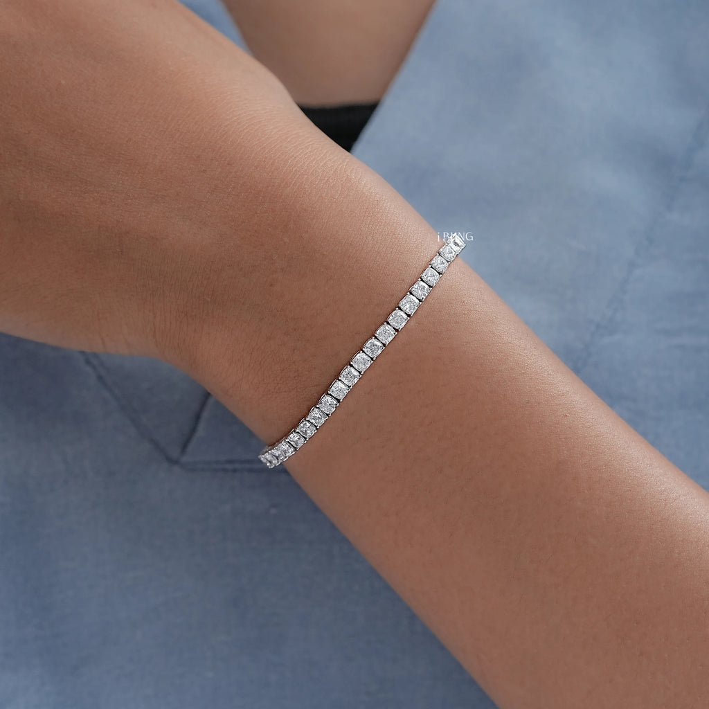 Lab Diamond Cushion Cut Tennis Bracelet