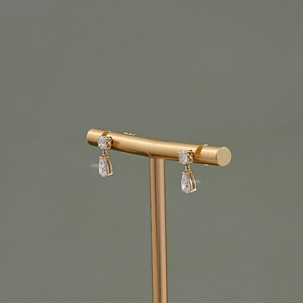 Pear And Round Lab Diamond Drop Earrings