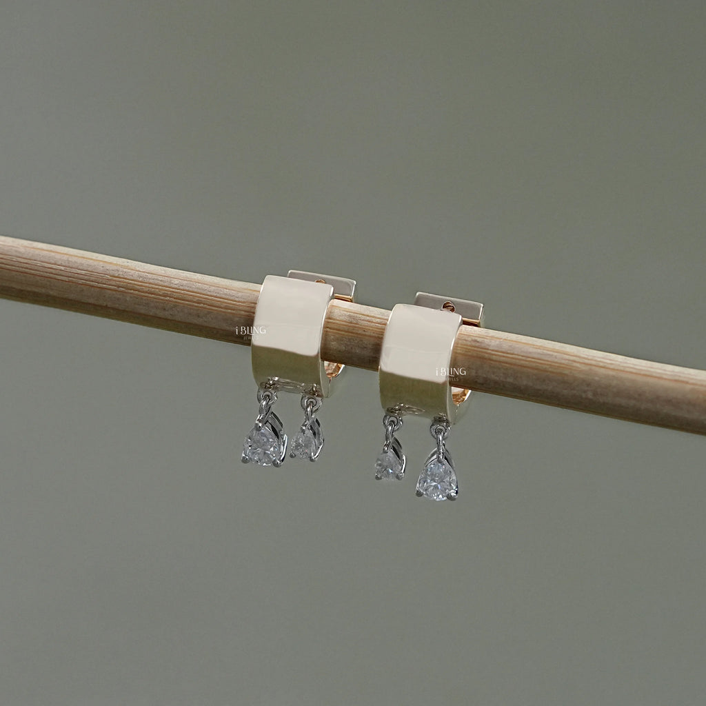 Pear Lab Diamond Huggie Hoop Earrings