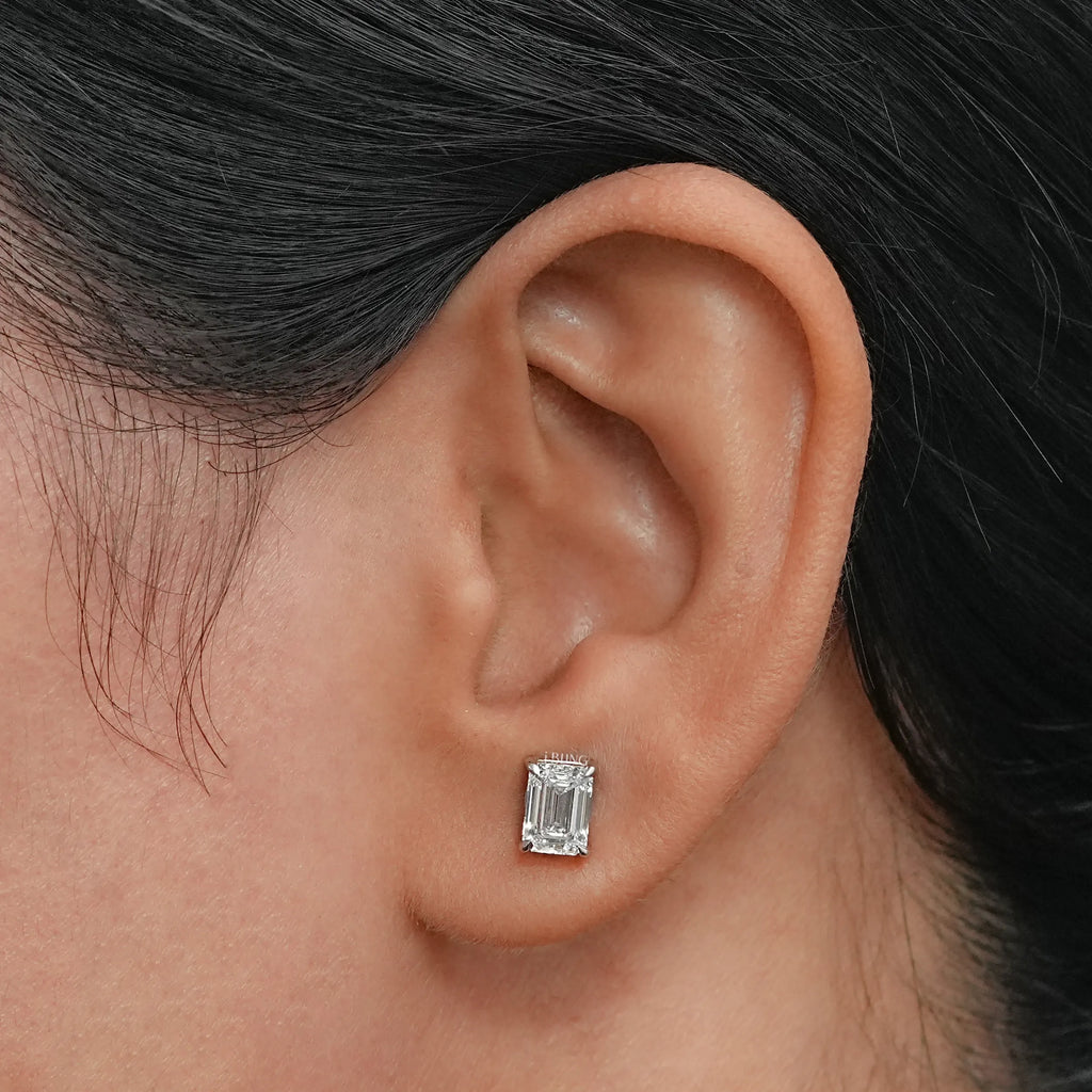 Emerald Lab Diamond Stud Earrings