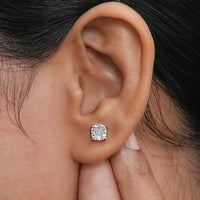 Square Cushion Lab Diamond Stud Earrings