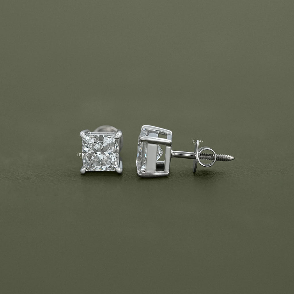 Lab Diamond Princess Stud Earrings