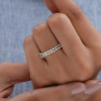 Emerald Cut Lab Diamond Wedding Band