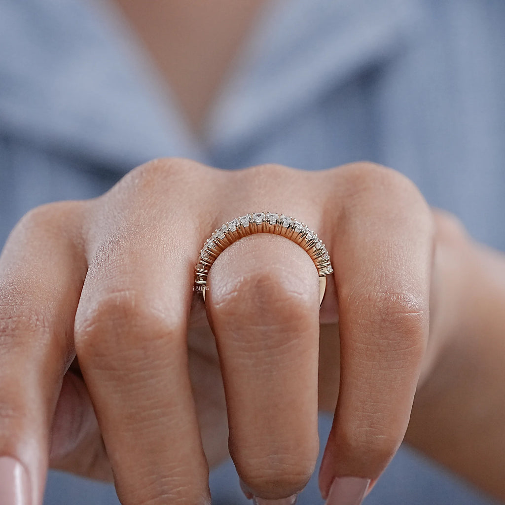 Emerald Cut Lab Diamond Half Eternity Band