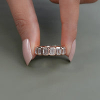 Emerald Cut Bezel Set Eternity Wedding Band