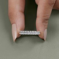 Emerald Cut Lab Diamond Full Eternity Wedding Band