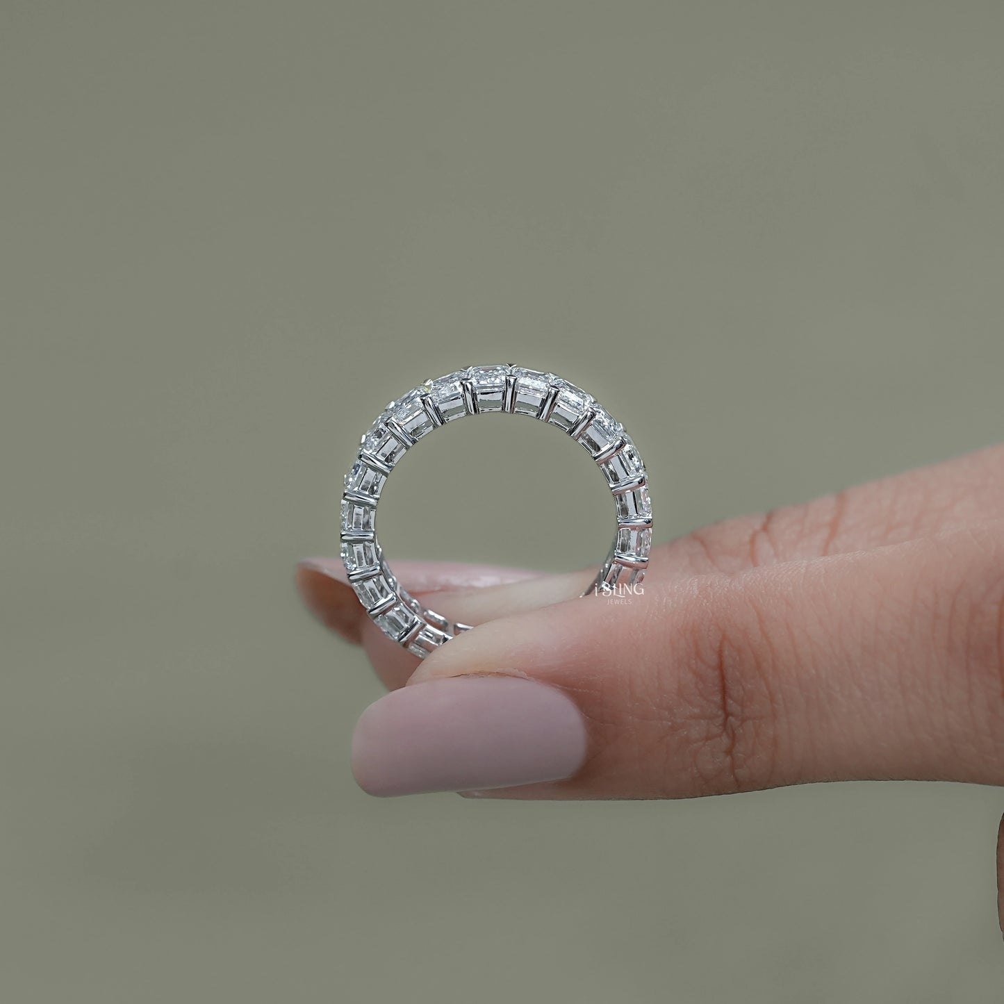 Emerald Cut Lab Diamond Full Eternity Band