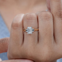 Three Stone Emerald Cut Engagement Ring
