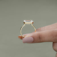 Bezel East West Set Emerald Diamond Ring