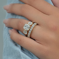 Old Mine Cushion Lab Made Diamond Bridal Ring Set