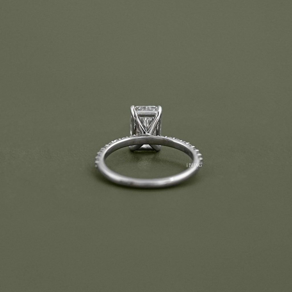 Radiant Lab Diamond Solitaire Accent Engagement Ring
