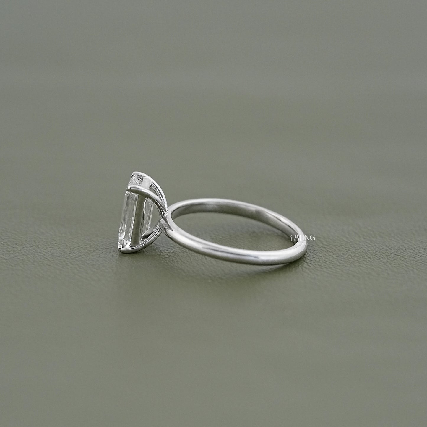 Emerald Lab Diamond Solitaire Engagement Ring