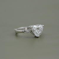 Three Stone Heart Lab Diamond Engagement Ring
