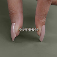 Round Lab Diamond Half Eternity Wedding Band