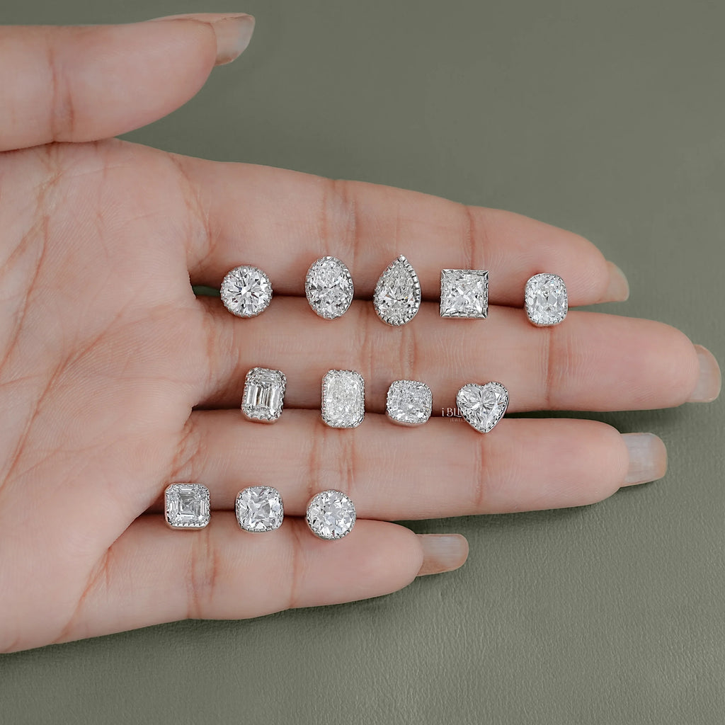2 TCW Multi Shape Lab Diamond Stud Earrings