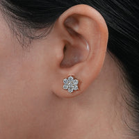Round Lab Diamond Floral Stud Earrings