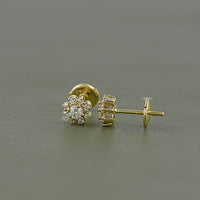 Round Lab Diamond Floral Style Halo Stud Earrings