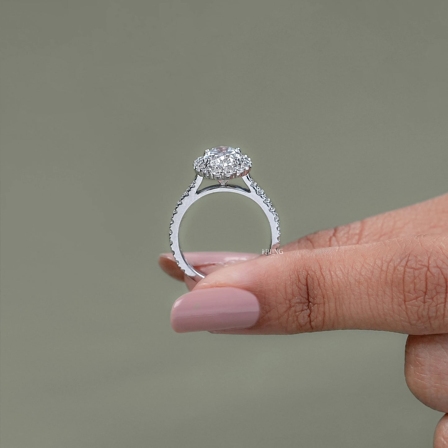 Oval Lab Diamond Halo Engagement Ring
