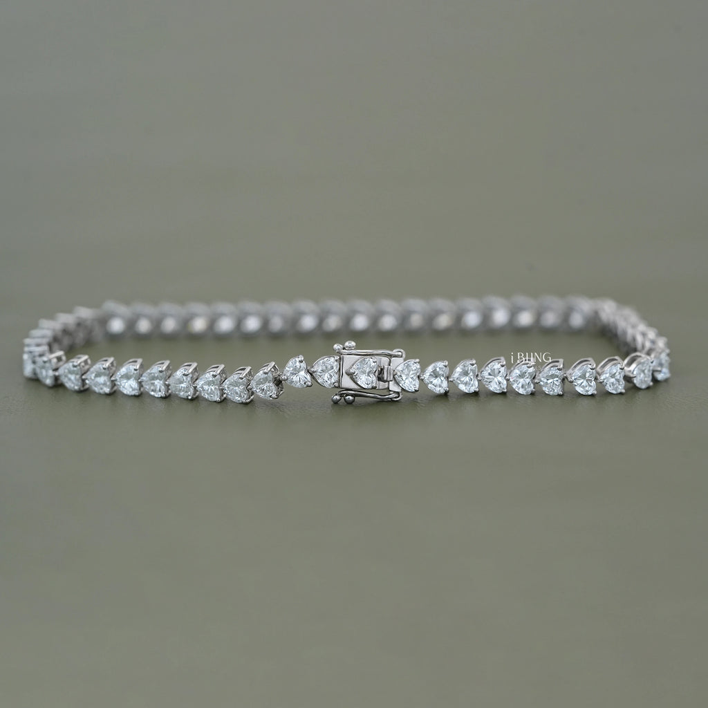 Heart Cut Lab Diamond Bridal Tennis Bracelet