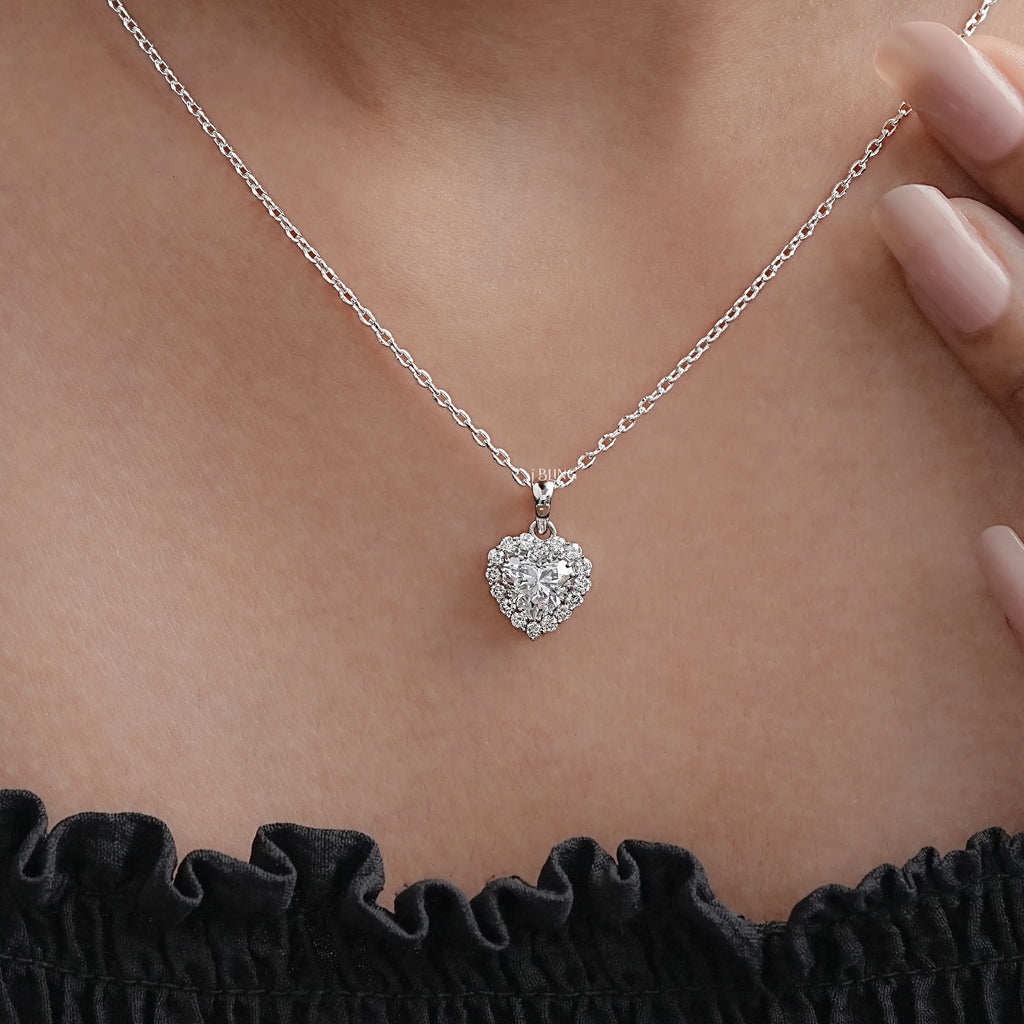 Heart Lab Diamond Halo Necklace
