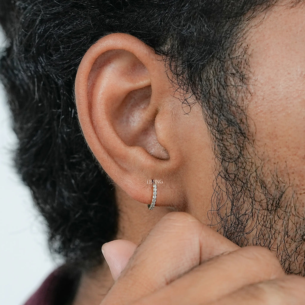 Round Cut Lab Diamond Hoop & Huggie Men's Earrings