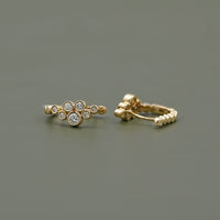 Round Cut Bezel Set Hinged Hoop Earrings