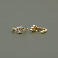 Round Cut Bezel Set Hinged Hoop Earrings