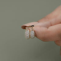 Round Diamond Pave Set Huggie Hoop Earrings