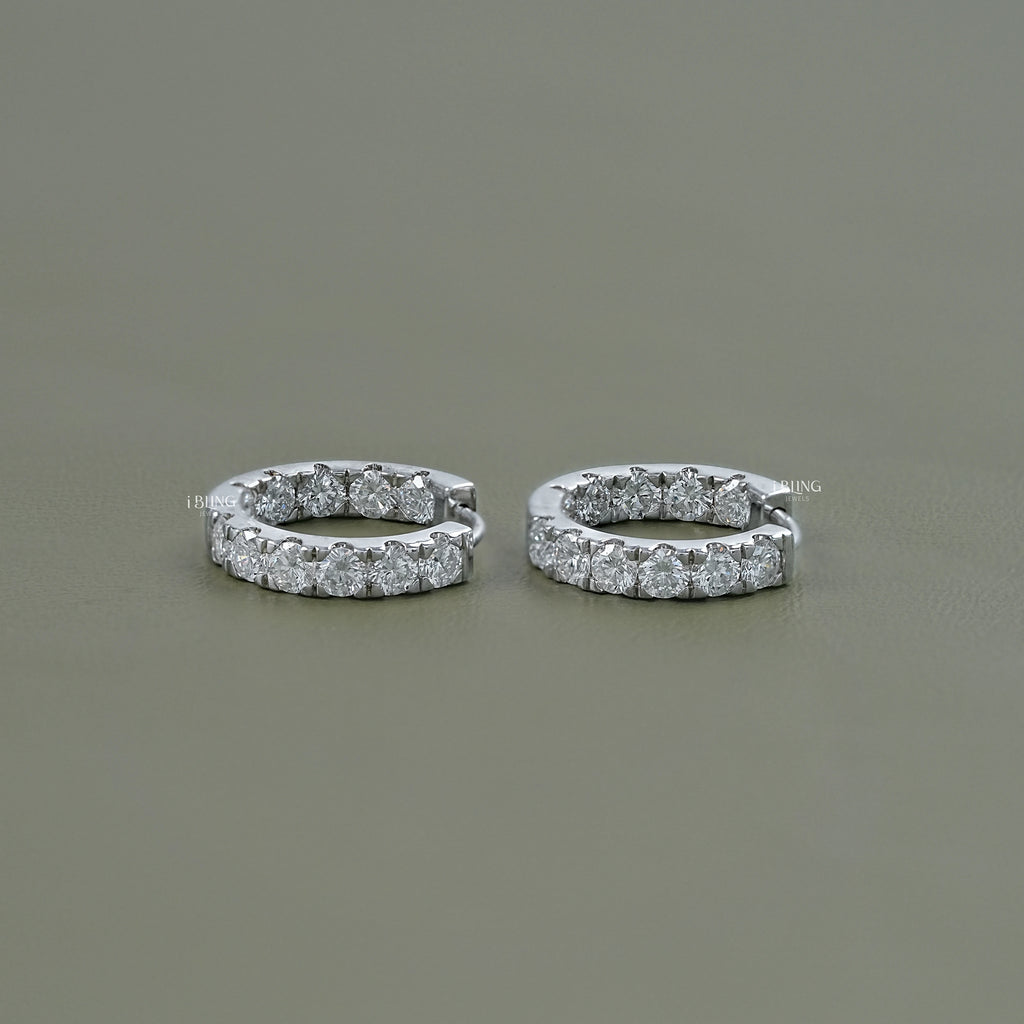 Round Lab Grown Diamond In-Out Hoop Earrings
