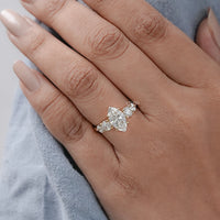 Marquise And Round Diamond Five Stone Engagement Ring
