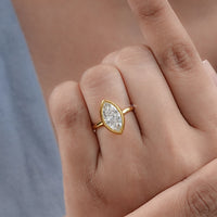 Marquise Cut Bezel Set Lab Diamond Soliatire Ring